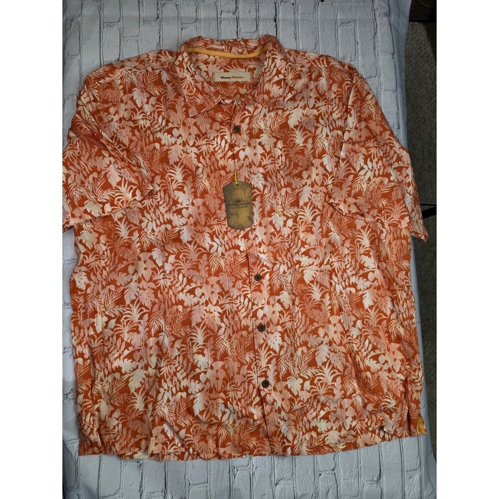 Tommy Bahama NWT Mens XLX 100% Linem Button Down Short Sleeve Hawaiian‎ Shirt